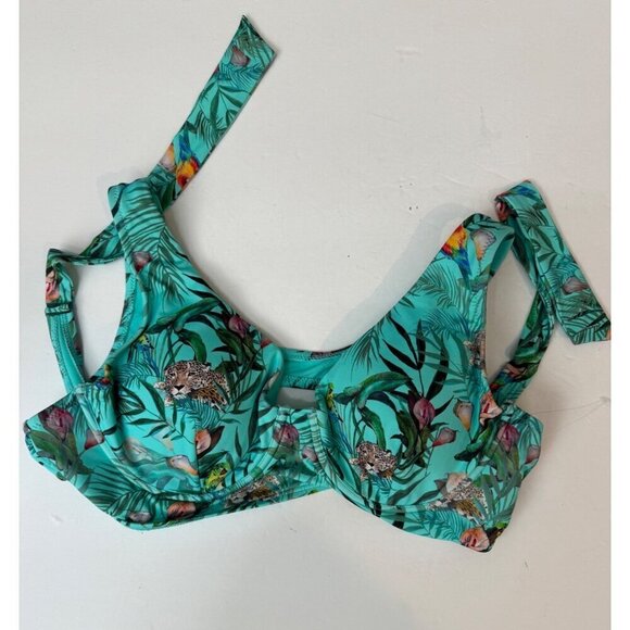 Johnny Was Taina Underwire Bikini Top Blue Jungle Animal Floral Size Small S NEW - Picture 4 of 9